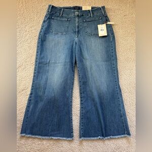 NYDJ Jeans Womens 14W Blue Patchie Major Wide Leg Capri Raw Hem Compass Cropped